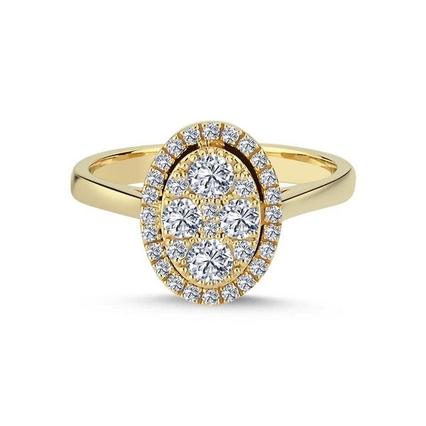 Nuran Posh diamantring i 14 karat guld med oval roset og 0,64 ct brillanter