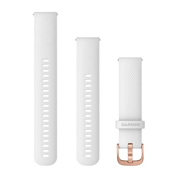 Garmin Quick Release urrem i hvid silikone med rosa stålspænde, 20 mm