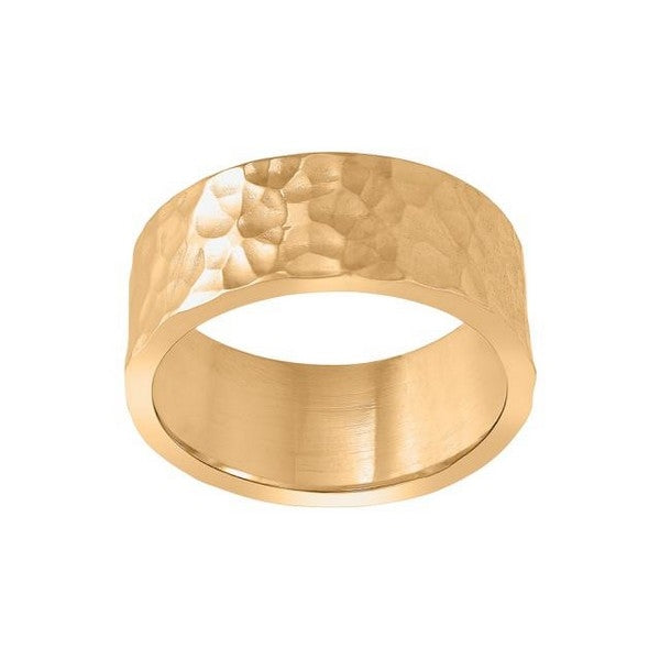 Nordahl Andersen TWO-SIDED52 ring i forgyldt sølv med hamret overflade og markant 8 mm bredde