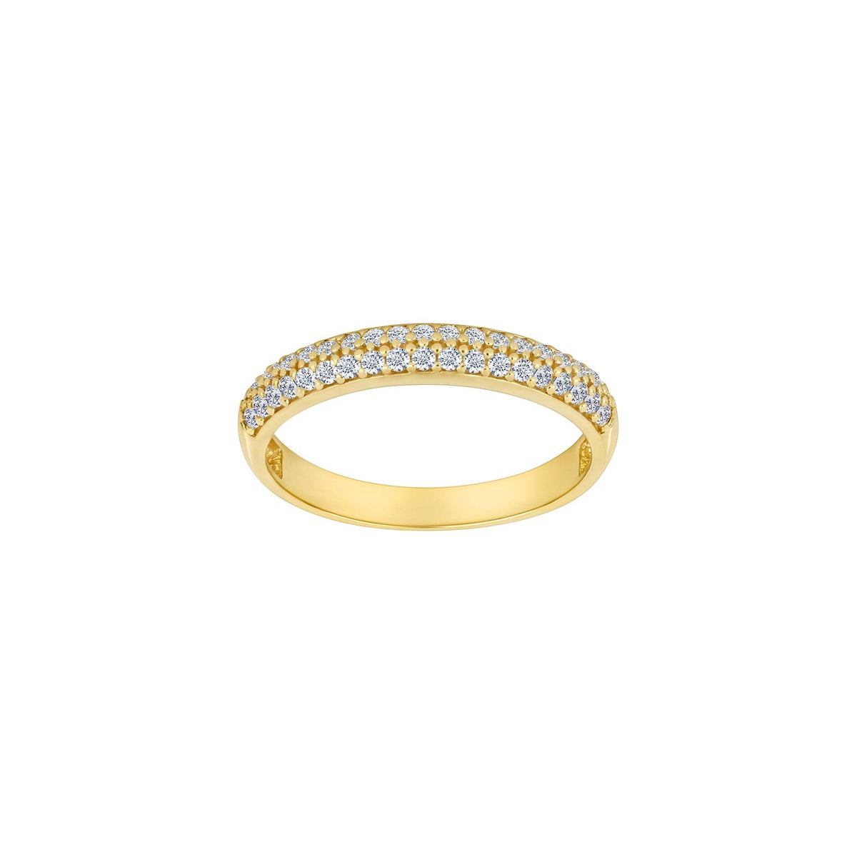 Siersbøl ring i 8 karat guld med to rækker funkelnde klare zirkonia