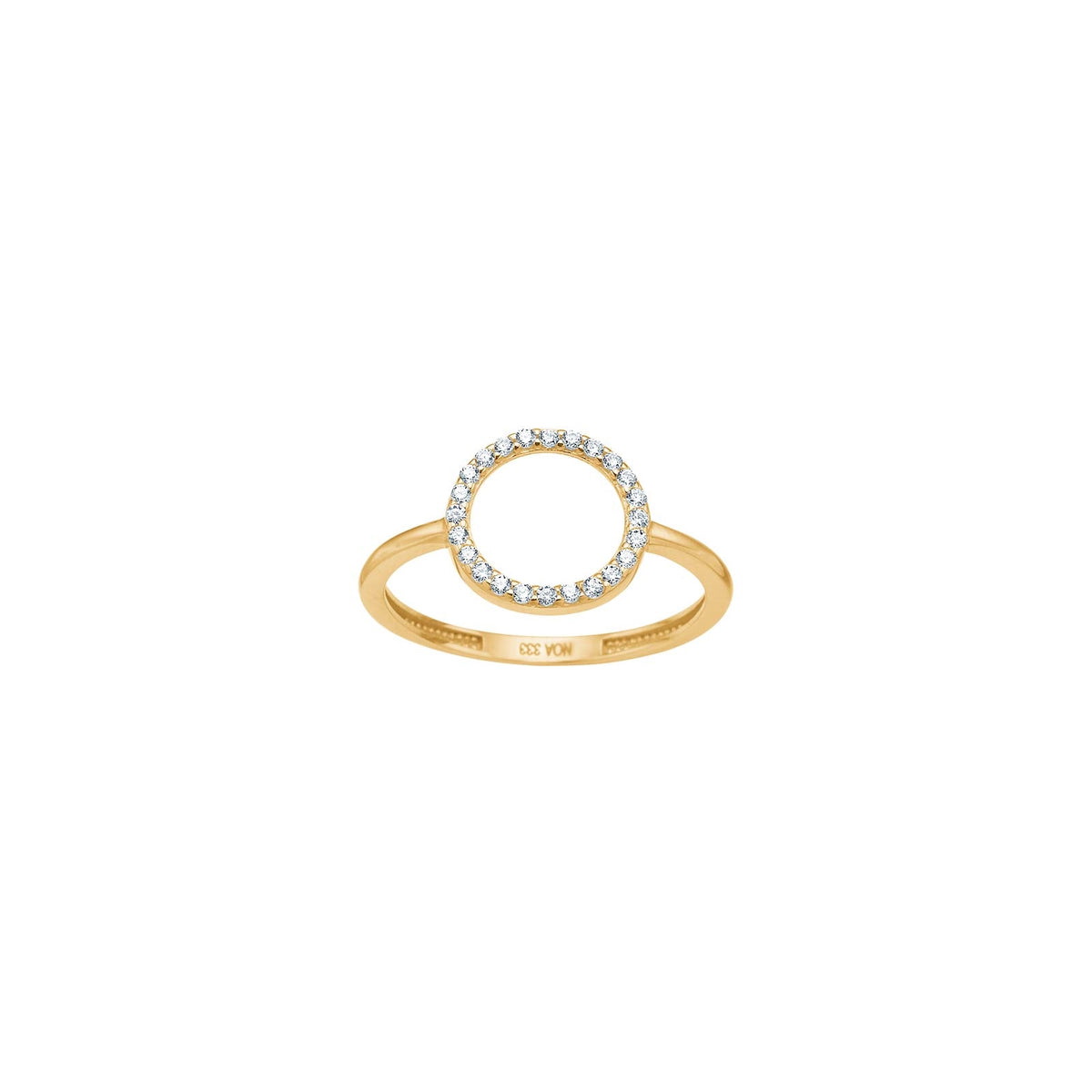 Siersbøl ring i 8 karat guld med cirkel besat med klare zirkonia – 11 mm diameter