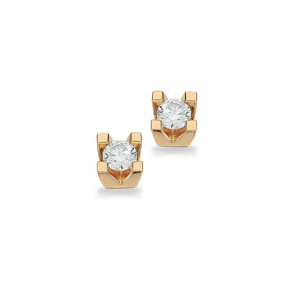 Scrouples Kleopatra ørestikker i 14 kt. guld med brillantslebne diamanter – nærbillede af fatning