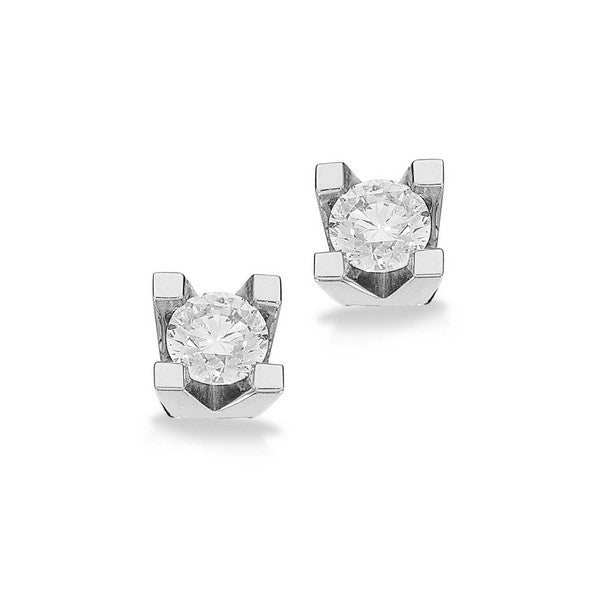 Scrouples Kleopatra ørestikker i 14 kt. hvidguld med brillantslebne diamanter – nærbillede af fatning