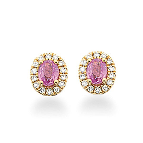 Scrouples øreringe i 14 karat guld med pink safirer – klassisk design med feminin farvepragt