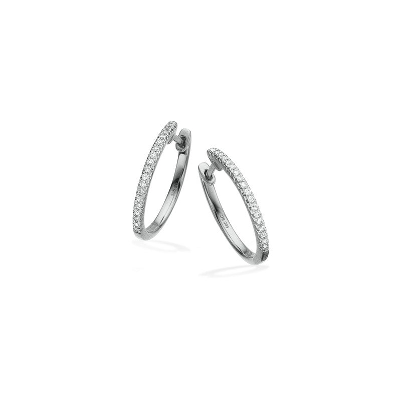 Scrouples Dazzling creoler i 14 karat hvidguld med brillantslebne diamanter på 0,14 carat