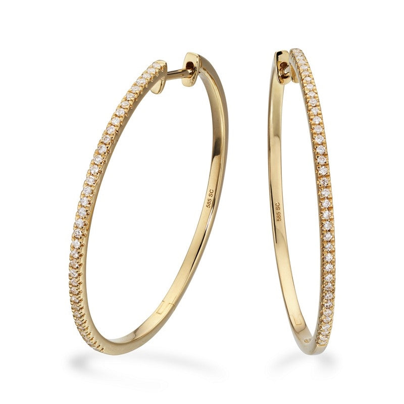 Scrouples Dazzling creoler i 14 karat guld med 0,27 carat diamanter, 30 mm