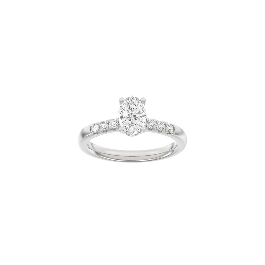 Siersbøl LUXURY oval ring i 14 karat hvidguld med 5 lab-grown diamanter på i alt 1,2 ct