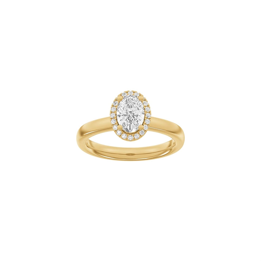 Siersbøl Luxury halo ring i 14 karat guld med oval lab-grown diamant på 1,12 ct
