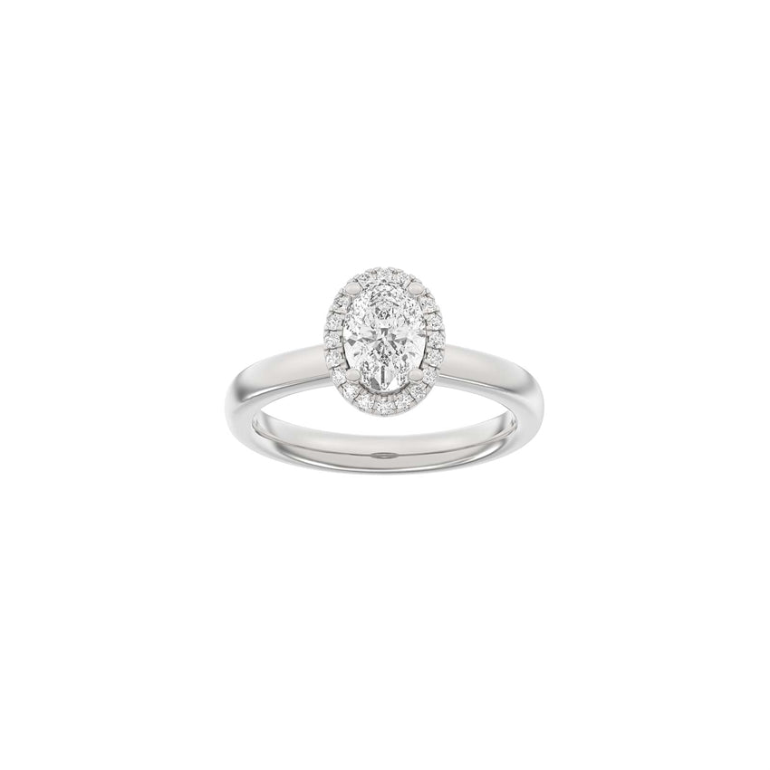 Siersbøl LUXURY Halo Oval ring i 14 karat hvidguld med 1,12 ct lab-grown diamanter i TW/VS2-kvalitet