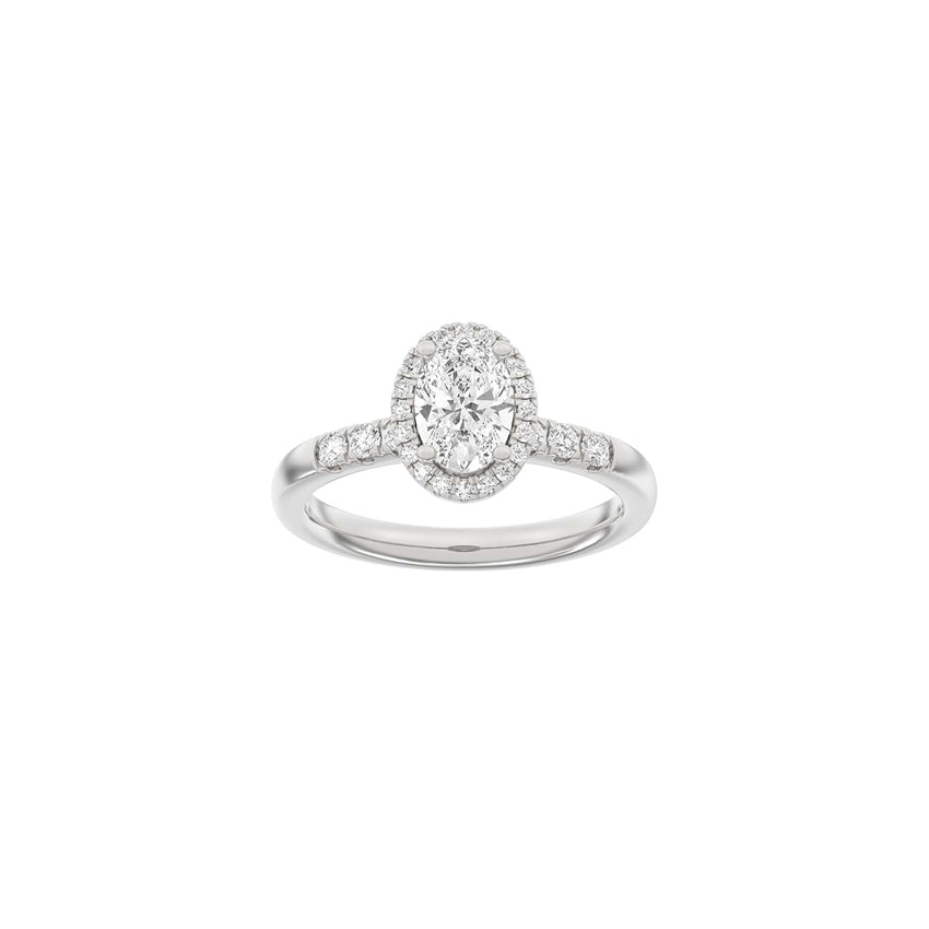 Siersbøl Luxury Halo-ring i 14 karat hvidguld med oval midtersten og 1,32 ct lab-grown diamanter