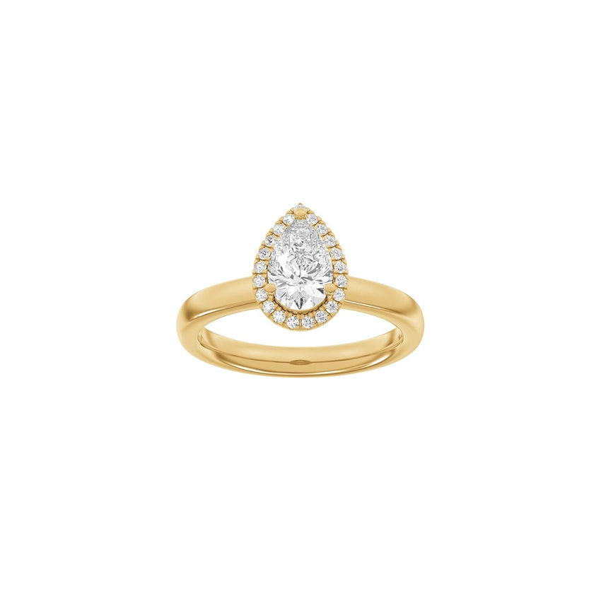 Siersbøl LUXURY Halo ring i 14 kt rødguld med dråbeformet lab-grown diamant på 1,12 ct og halo-fatning