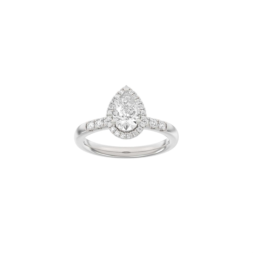 Siersbøl Luxury halo dråbering i 14 kt. hvidguld med 1,32 ct. lab-grown diamant og rhodineret overflade