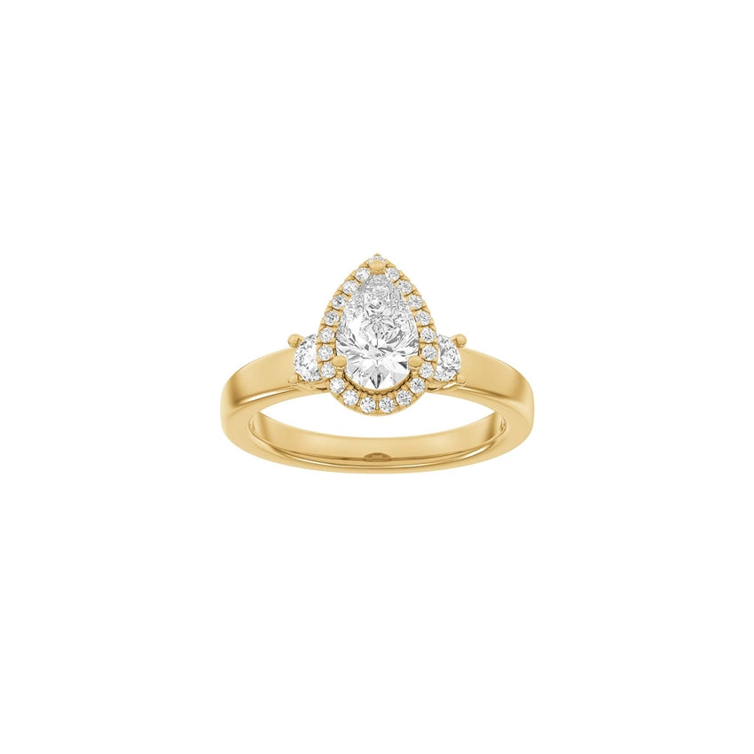Siersbøl Luxury halo-ring i 14 karat rødguld med dråbeformet lab-grown diamant på 1,45 ct