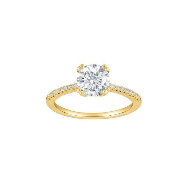 JoanliNor ELLENOR ring i forgyldt sølv med stor rund zirkonia og klassisk prinsessedesign