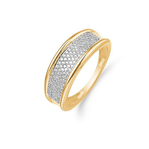 Aagaard diamantring i 14 karat guld med 119 funklende brillanter og asymmetrisk design