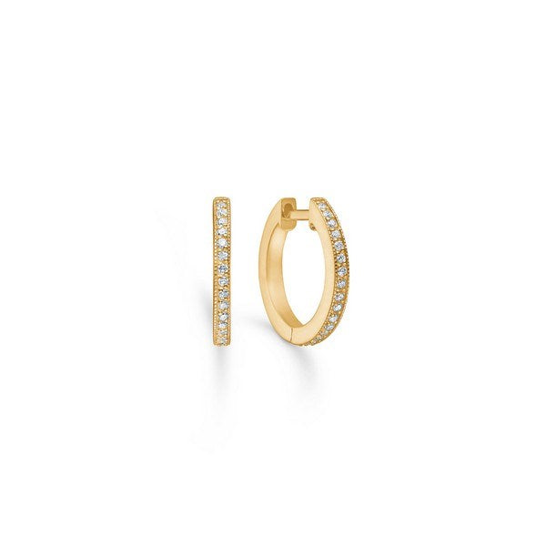 Mads Z Poetry Hoop creoler i 14 kt guld med 0,16 ct diamanter – 15 mm