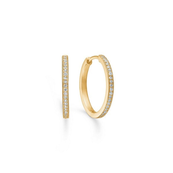 Mads Z Poetry Hoops øreringe i 14 kt guld med 0,24 ct diamanter, Ø 20 mm