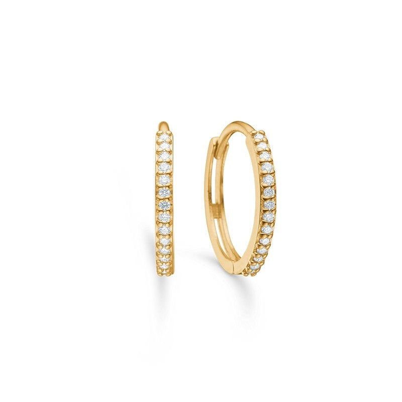 Mads Z Lumina creoler i 14 kt guld med 0,14 ct. diamanter – 14 mm