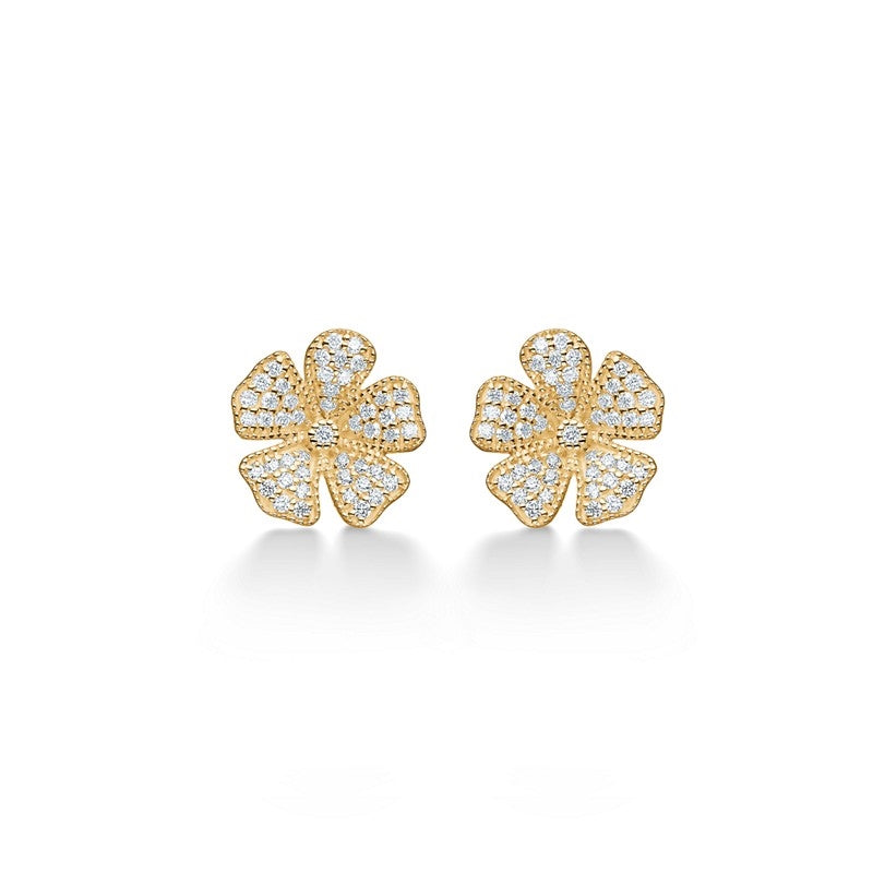 Mads Z Fleur øreringe i 14 karat guld med brillantslebne diamanter på 0,33 ct