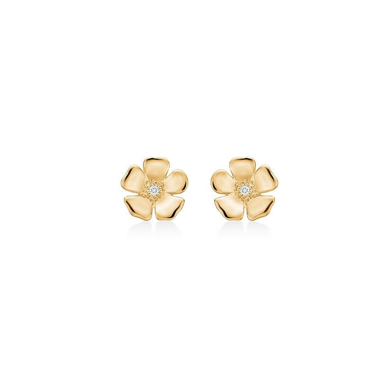 Mads Z Fleur ørestikker i 14 kt guld med diamanter i blomsterform