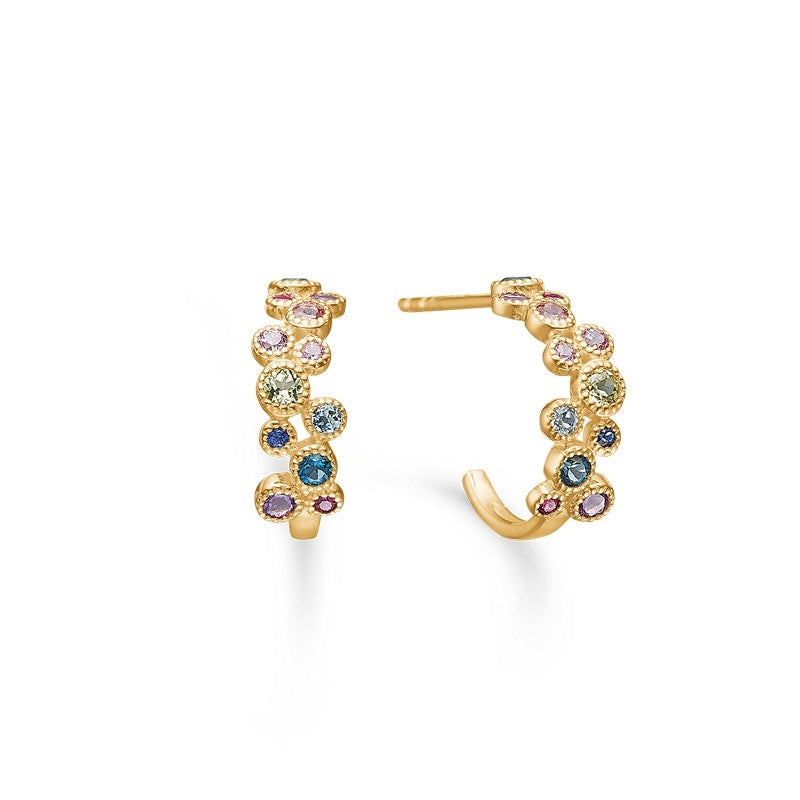 Mads Z Luxury Rainbow hoops i 14 kt. guld med safir, rubin, topas, ametyst og turmalin
