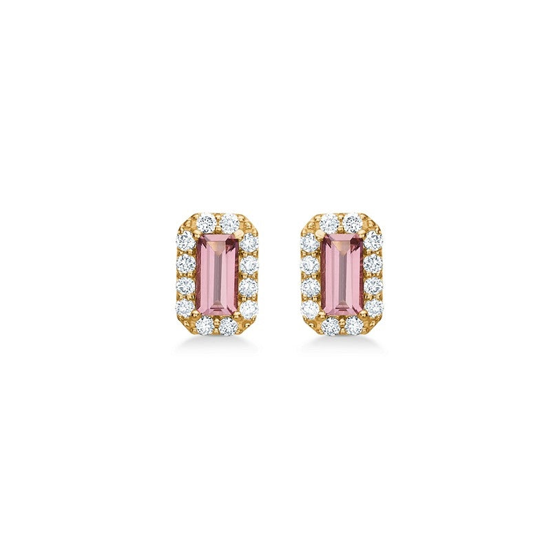 Mads Z Indigo øreringe i 14 kt guld med pink turmalin og brillantslibte diamanter