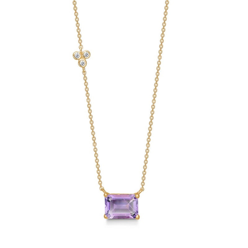 Mads Z Lavender halskæde i 14 karat guld med pink ametyst og diamanter
