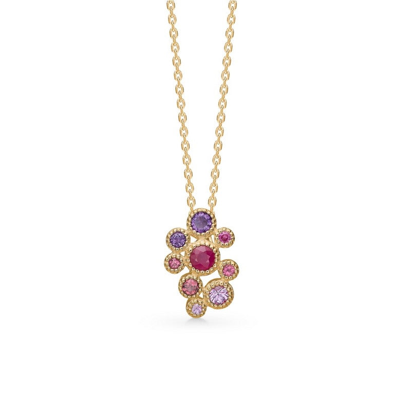 Mads Z Luxury Rainbow vedhæng i 14 kt guld med ametyst, rubin, pink safir og turmalin