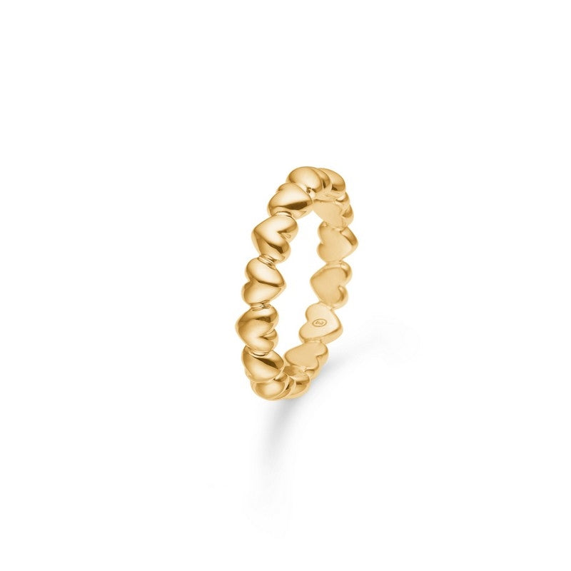 Mads Z Poetry Heart ring i 14 kt genanvendt guld med sammenkædede hjerter hele vejen rundt