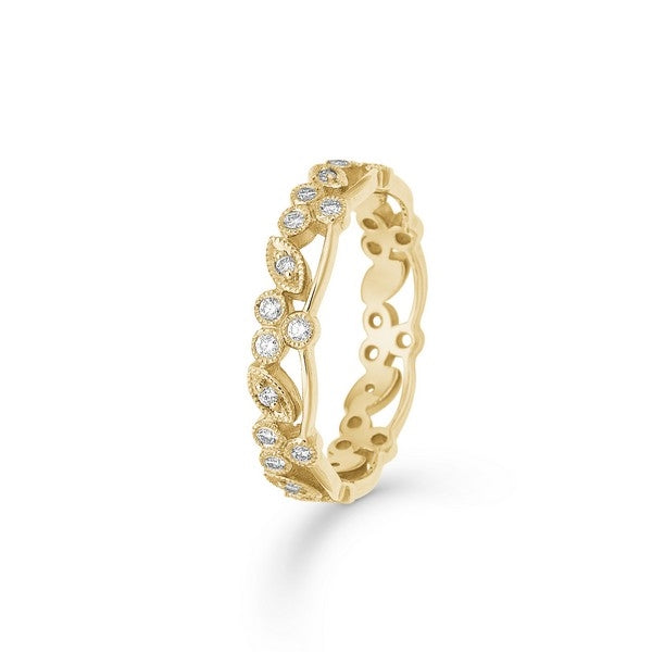 Mads Z Poetry ring i 14 kt guld med 0,16 ct brillanter og blomstermotiver