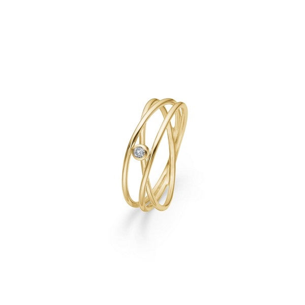 Mads Z Diamond Nest ring i 14 karat guld med diamant – nærbillede af fatning
