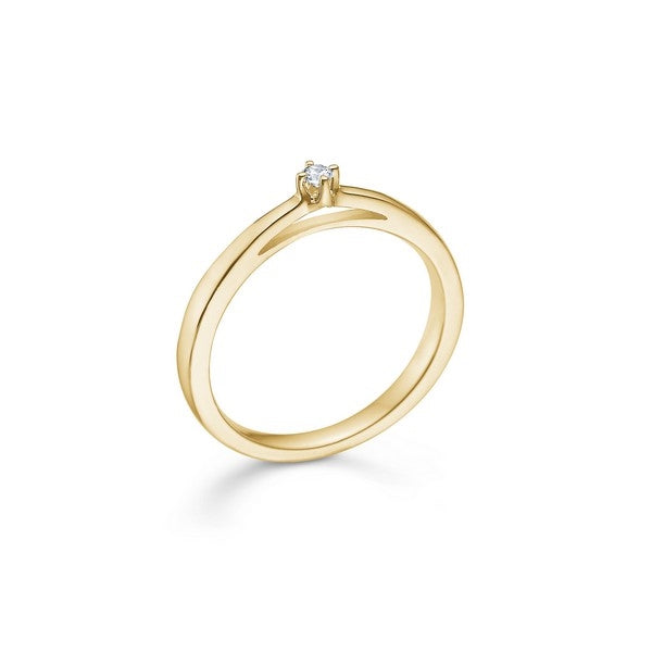 Mads Z Crown solitaire ring i 14 karat guld med diamant – enkel og tidløs