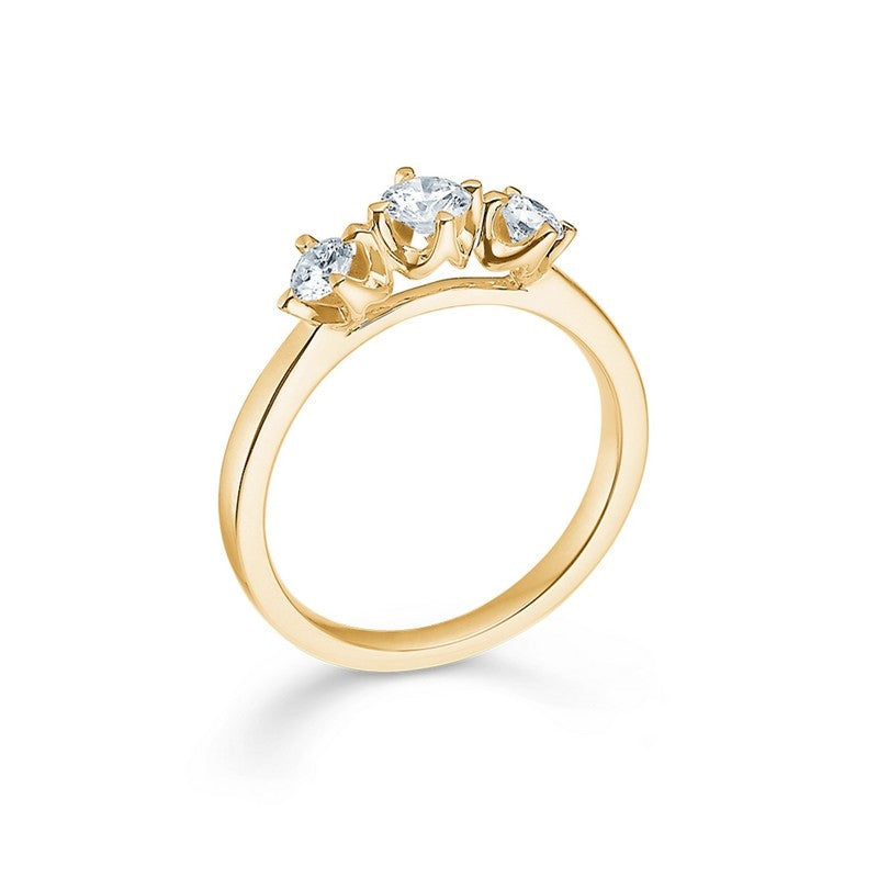 Mads Z Crown Trinity ring i 14 kt. guld med diamanter – nærbillede af fatning