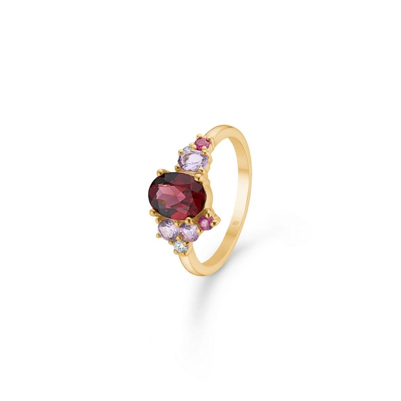 Mads Z Four Seasons Autumn ring i 14 kt guld med granat, rubin, safir og diamanter
