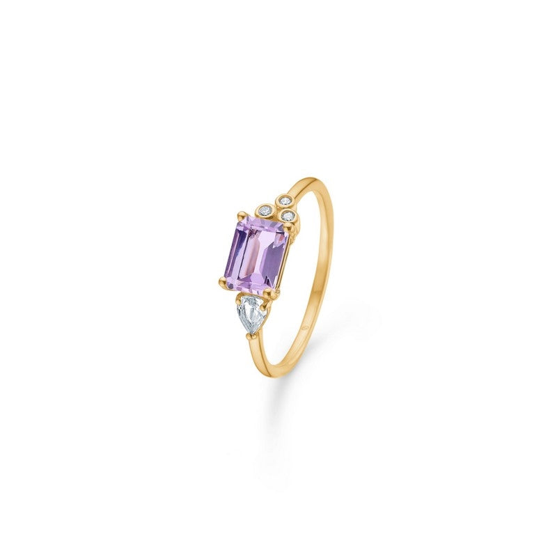 Mads Z Lavender ring i 14 kt guld med lilla ametyst og diamanter