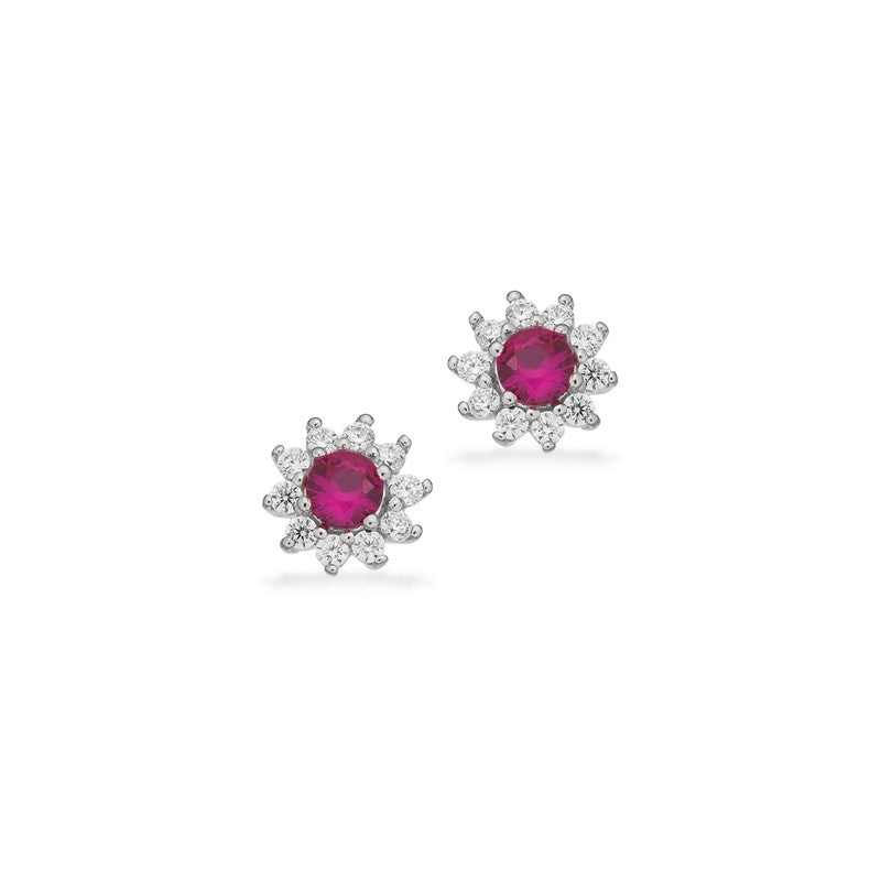 Scrouples ørestikker i 925 sterling sølv med pink og hvide zirkonia i rosettform