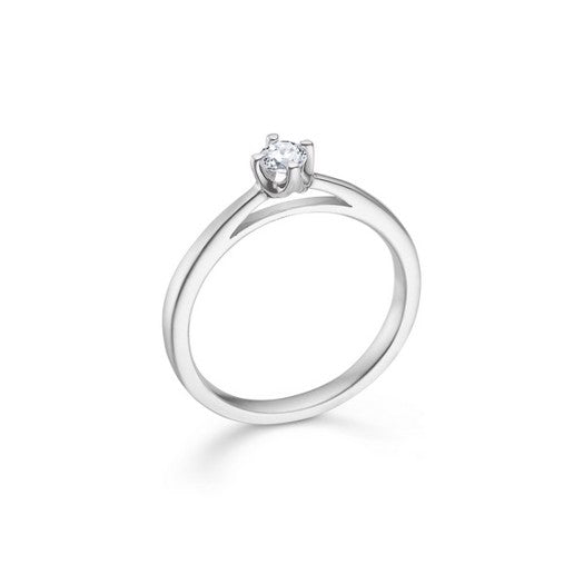 Mads Z Crown solitaire ring i 14 kt. hvidguld med diamant – nærbillede af fatning