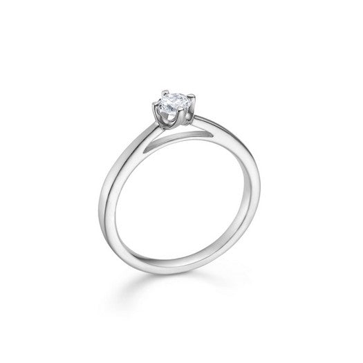 Mads Z Crown solitaire ring i 14 kt. hvidguld med diamant – nærbillede af fatning