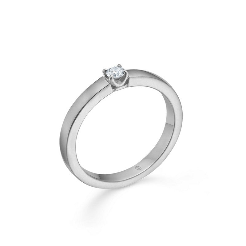Mads Z CROWN alliancering i 14 kt. hvidguld med diamant — set fra siden