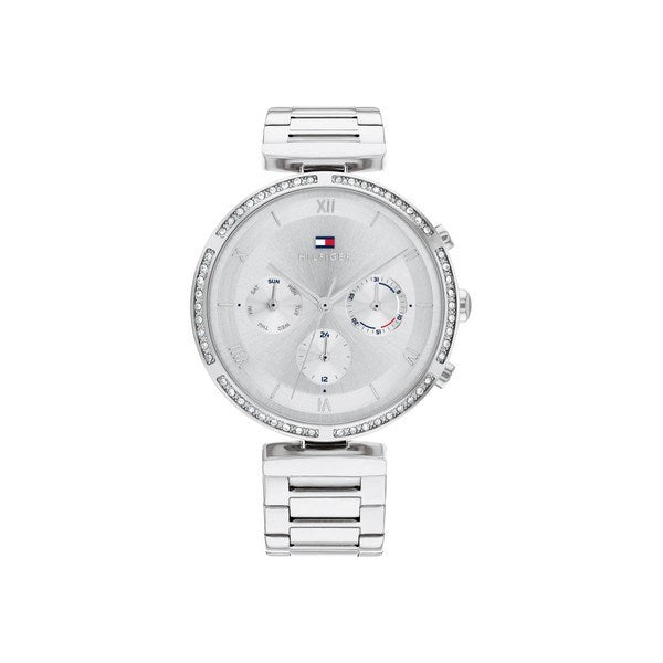 Tommy Hilfiger Luna dameur i stål med sølv urskive og tre kronografer, Ø 38 mm