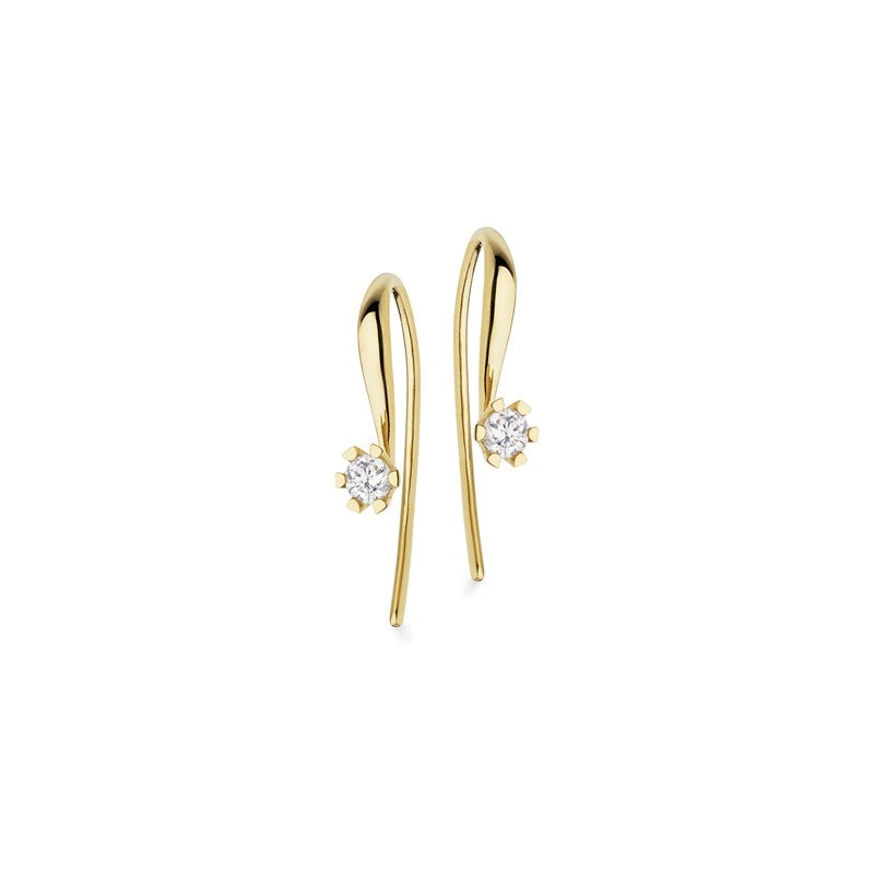 Scrouples Vida ørebøjler i 8 kt. guld med diamant – set fra siden