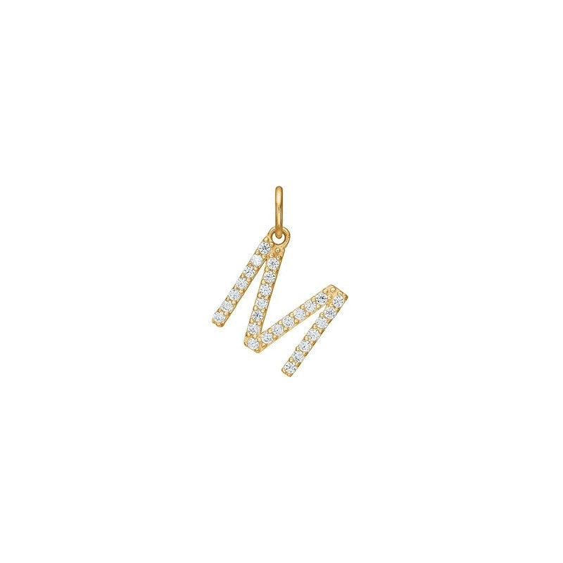 Siersbøl bogstavvedhæng i 14 karat guld med zirkonia