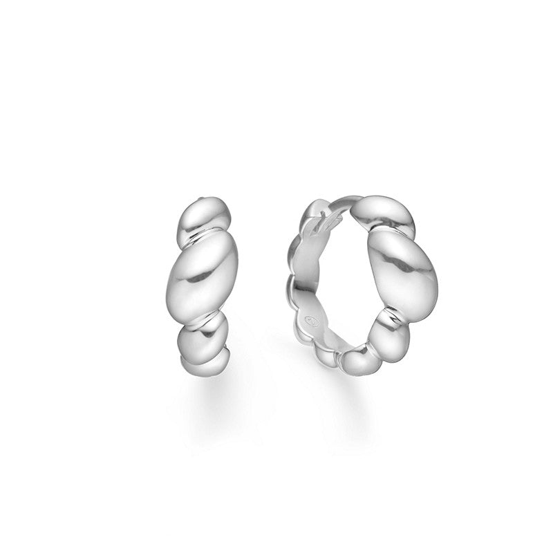 Mads Z Rugby øreringe i 925 sterling sølv med oval form – 12 mm hoops fra Silver Label-kollektionen