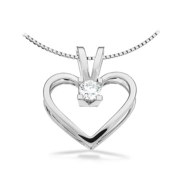 Scrouples Kleopatra hjertevedhæng i 14 kt. hvidguld med brillantslebet diamant – nærbillede af fatning