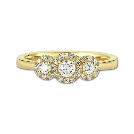 Nuran Cordelia diamantring i 14 kt guld med 0,41 ct brillanter i triple rosette