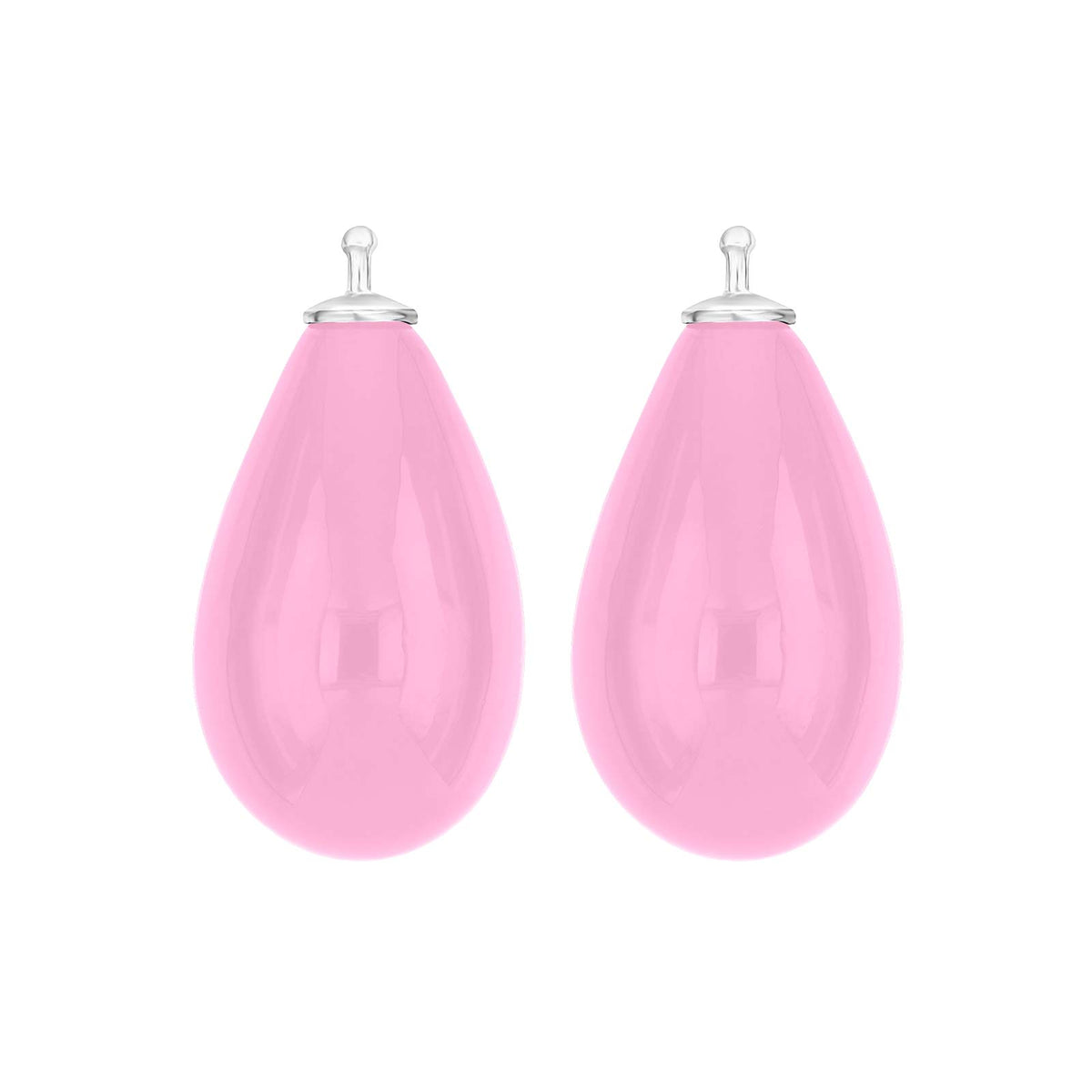 Heide Heinzendorff Bøhmisk kvartsglas dråbe øreringe i sølv med lys pink kvartsglas.