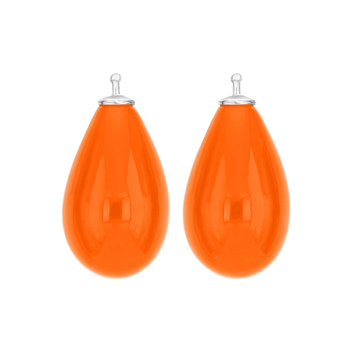 Heide Heinzendorff Bøhmisk kvartsglas dråbe øreringe vedhæng i sølv med orange kvarts.