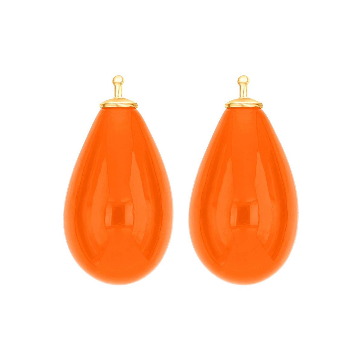Heide Heinzendorff Bøhmisk kvartsglas dråbe vedhæng i forgyldt sølv med orange kvarts.