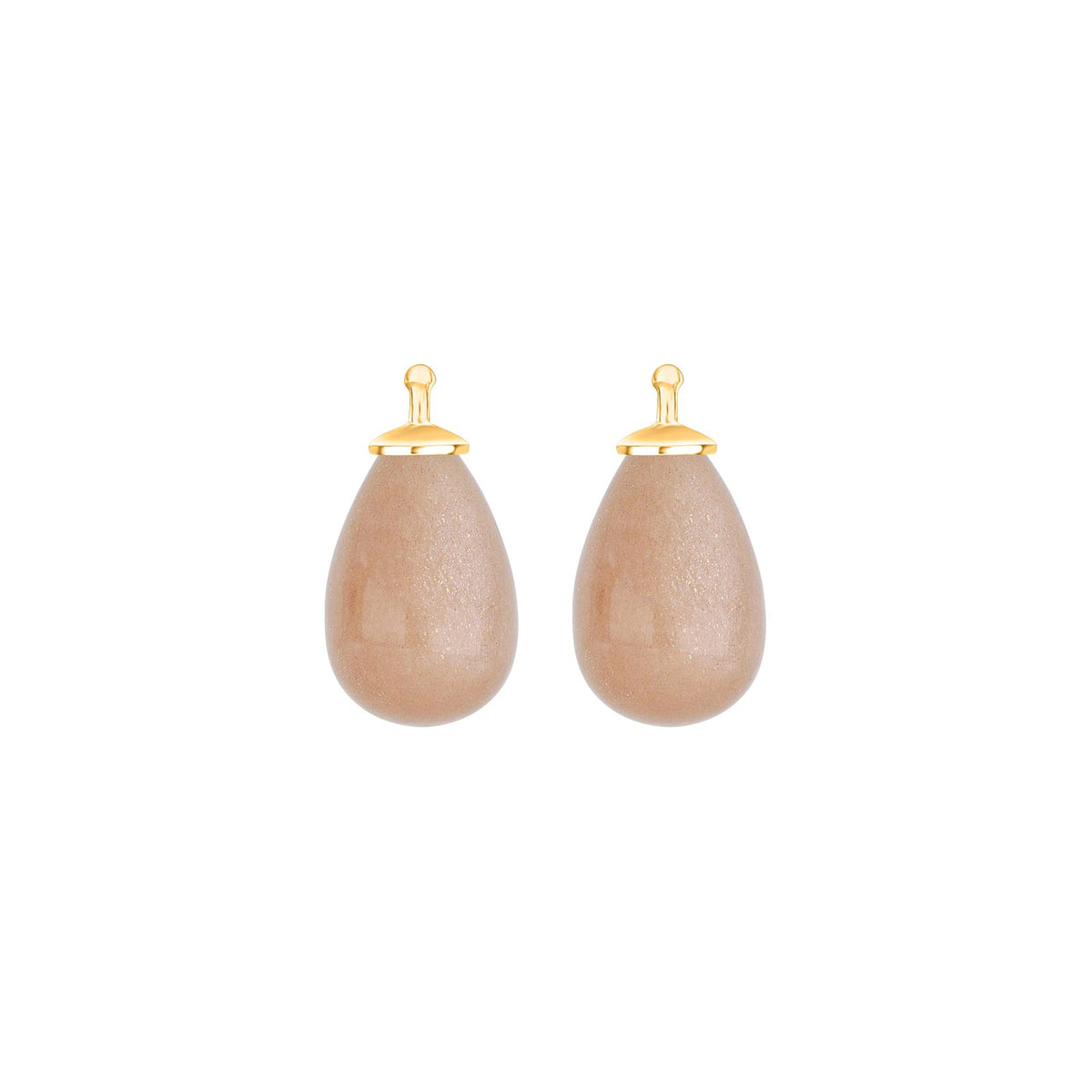 Heide Heinzendorff Orange månesten dråbeøreringe i 14 kt guld med månesten 11x16 mm.