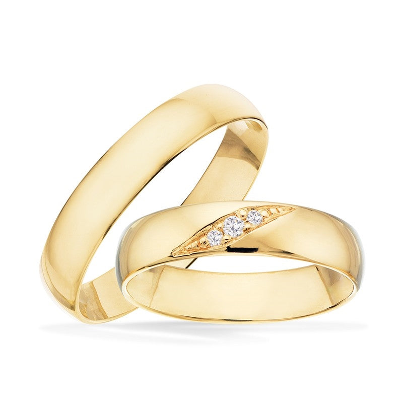 Scrouples vielsesringe i guld med brillanter 0,04 ct – set fra siden